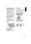 Page 1919VQT4C76
33 Shoe adaptor release lever [SHOE ADAPTOR RELEASE] ( l172)
34 Microphone terminal [MIC]
≥ A compatible plug-in powered microphone 
can be used as an external microphone.
≥ Audio will be stereo (2 ch) with the 
external microphone input.
≥  (Microphone input level 
meter) is displayed when the external 
microphone is connected. ( l76)
≥ When the unit is connected with the AC 
adaptor, sometimes noise may be heard 
depending on the microphone type. In this 
case, please switch to the battery...