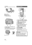 Page 2020VQT1T93
42 Grip belt
Adjust the length of the grip belt so that it fits your 
hand.
1Flip the belt.
2Adjust the length.
3Replace the belt.
43 Shoulder strap fixture
44 Battery release lever [BATTERY] (l23)
45 Tripod receptacle
This is a hole for attaching the unit to the optional 
tripod. (For details on mounting the tripod, refer 
to the operating instructions for the tripod.)
ACamera base1 Photoshot button [ , PHOTO SHOT]
*
2 On-screen display button [EXT DISPLAY] 
(l94)
3 Date/time button...