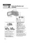 Page 1616VQT2H52
Preparation
Before using
2
Parts identification and 
handling
1 LCD monitor (Touch screen) (l28, 36)
≥ It can open up to 90 o.
≥ It can rotate up to 180 o A  towards the lens or 
90o  B towards the opposite direction.
2 Manual button [MANUAL] ( l66)
3 PRE-REC button [PRE-REC] ( l45) 4 Intelligent auto button [iA] (
l39)
5 Optical image stabilizer button 
[ /O.I.S.] ( l50)
6 Power button [ ] ( l26)
7 Battery holder ( l20)
8 Battery release lever [BATT] ( l20)
9 Mode switch ( l27)
10 Component...