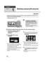 Page 8080VQT2H52
Playback
Editing
1
Deleting scenes/still pictures
¬Change the mode to  .
∫ Deleting multiple scenes/still pict ures from the thumbnail display
1Press the   button while the 
thumbnail view screen is 
displayed.
2Touch [SELECT] or [ALL 
SCENES].
≥When [ALL SCENES] is selected, all the 
scenes or still pictures on the selected media 
will be deleted. When the confirmation 
message appears, touch [YES].
(In case of playing back scenes or still pictures 
by date, all the scenes or still pictures on...