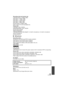 Page 165165VQT3K80
∫Still pictures
AC adaptor
Information for your safetyRecording mode and transfer rate:
[1080/50p]; Approx. 28 Mbps (VBR)
[HA]; Approx. 17 Mbps (VBR)
[HG]; Approx. 13 Mbps (VBR)
[HX]; Approx. 9 Mbps (VBR)
[HE]; Approx. 5 Mbps (VBR)
[iFrame]; Approx. 28 Mbps (VBR)
Refer to page 157 for the recordable time.
Picture size:
[1080/50p]; 1920
k1080/50p
[HA]/[HG]/[HX]/[HE]; 1920k 1080/50i
[iFrame]; 960 k540/25p
Audio compression:
[1080/50p], [AVCHD]; Dolby Digital/5.1 ch (built-in microphone), 2 ch...