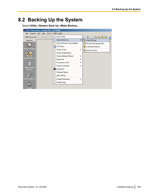 Page 1958.2  Backing Up the SystemSelect  Utility®System Back Up ®Make Backup... .Document Version  3.0  2010/06Installation Manual1958.2 Backing Up the System  