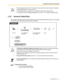 Page 271.3 Telephone Features and Operation
Operating Manual 27
1.3.2 Account Code Entry
You may give a specified account code to extension users and check their telephone usage. You can specify 
an account code for each client and check the call duration. Enter the desired value in the % positions. You must enter the correct number of characters 
as represented by the % using 0 to 9 or  .
 The preprogrammed messages can be changed through system programming.
 To create your personal message (Message no. 9),...