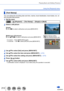 Page 212212SQW0021
Playing Back and Editing Pictures
Using the [Playback] menu
[Text Stamp]
You can stamp the recording date and time, names, travel destination, travel dates, etc. on 
the recorded still pictures.
1Set the menu
 →  [Playback] → [Text Stamp] → [Single] or [Multi]
2Select a still picture
[Single]  Use   to select a still picture and press [MENU/SET]
TextText
StampStamp
[Multi] (up to 100 pictures)  Use     to select a still picture and press [MENU/SET]
 • To cancel →  Press [MENU/SET] again. • To...