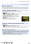 Page 218218SQW0021
Playing Back and Editing Pictures
Using the [Playback] menu
[Rotate] / [Rotate Disp.]
You can automatically display a still picture recorded in portrait orientation by taking the 
picture with the camera held vertically, or manually rotate the picture in 90-degree units.
[Rotate]    Rotating a picture manually
 • You cannot select [Rotate] when [Rotate Disp.] is set to [OFF].
1Set the menu
 →  [Playback] → [Rotate]
2Use   to select picture and press [MENU/SET] • You cannot rotate group...