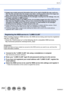 Page 252252SQW0021
Wi-Fi
Using WEB services
 ●Images may contain personal information that can be used to identify the user, such as a 
title, the time and date when the images were taken, and the location where the image was 
taken. Check this information before uploading images to WEB services.
 ●Panasonic assumes no responsibility for the damages resulting from the leakage, loss, etc. 
of images uploaded on WEB services.
 ●When uploading images to the WEB service, do not delete images from this camera, even...