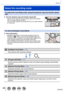 Page 5959SQW0021
Basics
Select the recording mode
To select the recording mode using the aperture ring and shutter speed 
dial
1Turn the aperture ring and shutter speed dial • Slowly turn the aperture ring and shutter speed dial until they click to properly align the position.  
You can set the aperture ring to [A] (AUT
O) or to values between 
[1.7] and [16].
To select [Intelligent Auto] Mode
1Press [iA] button • [Intelligent Auto] Mode is set and the recording mode icon  changes to [  ]. When you press the...