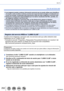 Page 252252SQW0023
Wi-Fi
Uso de servicios web
 ●Las imágenes pueden contener información personal que se puede utilizar para identificar 
al usuario, como un título, la fecha y la hora en la que se tomó la imagen y la ubicación en 
la que fue tomada. Compruebe esta información antes de subir imágenes a servicios web.
 ●Panasonic rechaza toda responsabilidad por los daños resultantes del filtro, pérdida, etc. 
de imágenes subidas a servicios web.
 ●Cuando suba imágenes a servicios web, no las elimine de la cámara...