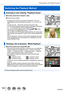 Page 164164
Playing Back and Editing Pictures
Switching the Playback Method
Zooming in and viewing “Playback Zoom”
1Move the zoom lever toward T side
Current zoom position
 • Each time you move the zoom lever toward the 
T side, the 
magnification increases through four levels: 1x, 2x, 4x, 8x, and 
16x.
 • T

o reduce zoom → Move the zoom lever toward W side.
 • Y

ou can also enlarge/reduce the image by pinching out/pinching 
in (→39) on the part you want to enlarge/reduce.
 • Y

ou can move the enlarged part...