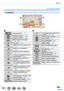 Page 286286
Others
List of monitor display
In playback
    Playback Mode (→210)
Protected picture (→225)
Number of prints (→224)
With location information 
(→2 11, 239)
Favorites (→223)
Cable disconnect prohibit icon 
(→279)
Motion picture playback 
(→162)
Panorama picture playback 
(→71)
Continuous playback of burst 
picture group  (→166)
Save pictures from the 4K 
burst file (→11 7)
Save a picture from pictures 
recorded using [Post Focus] 
(→123)
Continuous playback of Time 
Lapse Shot picture group 
(→166)...