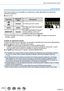 Page 214214
Uso de funciones de menú
Lista de menús
Para hacer ajustes en la pantalla de comparación, están disponible\
s los siguientes 
métodos operativos.
Ajuste actual
OperaciónOperación 
táctil Descripción
 Arrastrar
Se utiliza para hacer ajustes
[DISP.] [DISP.] Se utiliza para volver a la pantalla 
de ajustes
[MENU/SET] [Ajuste] Se utiliza para finalizar un ajuste 
recién realizado y volver a la 
pantalla de selección de elementosAjusteAjuste
 • Si toca la imagen en el centro, se ampliará. Si toca [  ], la...