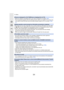 Page 32413. Others
324
[Picture is displayed for 16:9 TV]/[Picture is displayed for 4:3 TV]
•
Select [TV Aspect] in the [Setup] menu if you want to change the TV aspect. (P65)•This message also appears when the USB connection cable is conn ected to the camera only.
In this case, connect the other end of the USB connection cable  to a PC or a printer. (P308, 
311)
[Editing operation cannot proceed as information processing is  ongoing.]
When there are too many image files, the currently retrieving information...