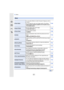 Page 371371
13. Others
[Rec]
[Photo Style] You can select effects to match the type of image you wish 
to record.
You can adjust the color and image quality of the effects.
•[Standard]/[Vivid]/[Natural]/[Monochrome]/[Scenery]/
[Portrait]/[Custom] P140
[Aspect Ratio]
Sets the aspect ratio of the image.•[4:3]/[3:2]/[16:9]/[1:1]
P129
[Picture Size]Set the number of pixels.•[L]/[M]/[S]
P129
[Quality]Set the compression rate at which the pictures are to be 
stored.•[
A ]/[› ]/[ ]/[ ]/[ ] P130
[AFS/AFF]Assigns [AFS]...