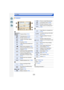 Page 310310
14. Others
In playback
1
Playback Mode (P223)
Protected picture (P239)
Number of prints  (P237)
Location Information display 
(P224)
ÜFavorites (P236)
åCable disconnect prohibit icon 
(P300)
Motion picture playback  (P68)
Continuous Burst Picture Group 
Playback (P218)
Continuous [Time Lapse Shot] 
Picture Group Playback  (P218)
Continuous playback of the 
Stop Motion Animation Group 
(P218)
‘Stamped with text indication 
(P228)
Elapsed playback time¢1 (P68)
2
Picture size/Aspect Ratio 
(P128)...