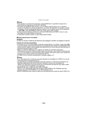 Page 185- 185 -
Conexión a otro equipo
Nota
•Para reproducir el audio de las películas, ajuste [SONIDO] en la pantalla de ajuste de la 
presentación de diapositivas en [AUTO] o [AUDIO].
•Los iconos de operación están ocultos, si no se realiza ninguna acción por un momento 
cuando se visualizan los iconos de operación. Los iconos de operación se visualizan cuando 
se presiona uno de los siguientes botones mientras no se visualizan los iconos de operación.
–3/ 4/2/1, [OK], [SUB MENU], botón rojo, botón verde,...