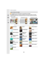 Page 843. Modos de grabación
84
Visualización de la descripción de cada efecto de imagen
Pulse [DISP.] mientras se muestra la pantalla de selección del  efecto de imagen.
•
Cuando está seleccionada la visualización de la guía, se muestr an explicaciones para cada 
efecto de imagen.
Tipos de efectos de imagen
Visualización normal Visualización de guía Visualización de lista
[Expresivo] [Retro] [Viejos tiempos]
[Tonalidad alta] [Tonalidad baja] [Sepia]
[Monocromático] [Monocromo 
dinámico] [Monocromático...