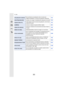 Page 383383
13. Otro
[Visualización restante]Ésta cambiará la visualización entre el número de 
imágenes grabables y el tiempo de grabación disponible. P35
[Auto Reproducción]
Visualiza una imagen inmediatamente después de tomarla P45
[Ajustar botón Fn]Puede asignar varias funciones de grabación y de otro tipo 
al botón de función. P70
[Q.MENU]
Cambie el método de ajuste del Menú rápido. P67
[Ajuste del selector]Cambia los métodos de funcionamiento del disco trasero y 
el frontal. P49
[Botón de vídeo]...