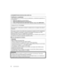 Page 44DVQX1004 (SPA)
LO SIGUIENTE SÓLO SE APLICA EN LOS EE. UU.
∫Acerca del paquete de la batería
Certificación y cumplimiento
Vea la cámara para ver si tiene la marca de certificación y cum
plimiento específica con 
ese dispositivo.
1Seleccione [Wi-Fi] en el menú [Conf.].2Seleccione [Ajuste Wi-Fi] en el menú [Wi-Fi].3Pulse 3/4  para seleccionar [Normativa vigente], luego pulse [MENU/SET].
Contiene FCC ID: VPYLBXN604
Este transmisor no debe estar co-ubicado u operado junto con cualquier otra antena o...