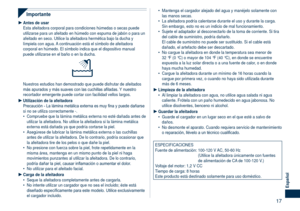 Page 17
 17
Español

Importante
Antes de usarEsta afeitadora corporal para condiciones húmedas o secas puede utilizarse para un afeitado en húmedo con espuma de jabón o para u\
n afeitado en seco. Utilice la afeitadora hermética bajo la ducha y límpiela con agua. A continuación está el símbolo de afeitadora corporal en húmedo. El símbolo indica que el dispositivo manual puede utilizarse en el baño o en la ducha.
Nuestros estudios han demostrado que puede disfrutar de afeitados más apurados y más suaves con las...