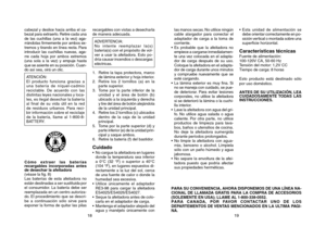 Page 1019
PARA SU CONVENIENCIA, AHORA DISPONEMOS DE UNA LÍNEA NA- 
CIONAL DE LLAMADA GRATIS PARA LA COMPRA DE ACCESORIOS
(SOLEMENTE EN USA); LLAME AL 1-800-338-0552.
PARA CANADA, POR FAVOR CONTACTAR UNO DE LOS
DEPARTEMENTOS DE VENTAS MENCIONADOS EN LA ULTIMA PAGI-
NA. las manos secas. No utilice ningún 
cable alargador para conectar el
adaptador de carga a la toma de
corriente.
• Es probable que la afeitadora no empiece a cargarse inmediatamen-
te una vez colocada en el adapta-
dor de carga después de su uso....