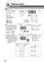 Page 2828
Making Copies
Creative Features
■ N in 1
From two/four 1-Sided originals,
side by side, to 1-Sided pages.
This function can be combined
with 1 →2 function.
3
4
12
4
3
1
2
●  2 in 1 Copy
●  4 in 1 Copy
A
B
C
or
1: 2 in 1?
PRESS SET TO SELECT
2: 4 in 1?
PRESS SET TO SELECT
or
2 in 1
NOTE:
●
If the originals Orientation is incorrect
when N in 1 copy mode is used, the
copy sequence may not reproduce
properly. If this occurs, change the N
in 1 default Orientation in the Copier
Settings, Parameter No. 05 (N...