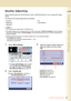 Page 2727
 Chapter 2    SD Print Settings
Quality Adjusting
When printing directly from the SD Memory Card or USB Flash Memory, you can adjust the image 
quality. 
The following five quality adjustments are available.
• Contrast
• Brightness
• Saturation•Tint
• Color Balance
zYou can adjust the image quality of JPEG files only.
zThe default settings can be changed with the Function Parameter “30 SD Print Settings” (Printer Settings > 
General User Mode). Refer to Printer Settings in the Operating Instructions...