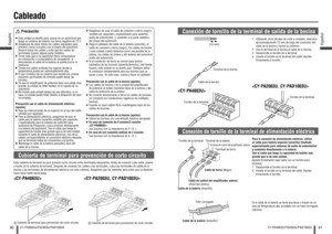 Page 4690Español
CY-PA4003U/PA2003U/PAD1003U
91
Español
CY-PA4003U/PA2003U/PAD1003U
Cableado      Precaución Esta unidad se diseñó para usarse en un automóvil que 
tenga un sistema de batería con tierra negativa de 12 V
 Asegúrese de aislar todos los cables expuestos para 
prevenir cortos circuitos con el chasis del automóvil. 
Amarre todos los cables y evite que los cables de 
terminales toquen alguna parte metálica.
 Tome nota que si su automóvil tiene computadora 
de conducción o computadora de...