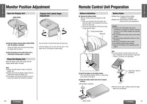 Page 1250
CY-VHD9500U
CY-VHD9500U
51
1
2
Remote Control Unit PreparationBattery Installation1  Remove the battery holder.
With the remote control unit placed on a ﬂ at 
surface:
1  Stick your thumbnail into the groove, and 
push the holder in the direction of the arrow, 
and at the same time
2 Pull it out in the direction of the arrow using 
a tough pointed object.
Battery Notes≥ Battery type:  Panasonic lithium battery 
(CR2025/1F) (supplied)
≥ Battery life:  Approximately 6 months under 
normal use (at room...