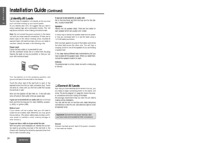 Page 2021CQ-RG153U
15E
N
G
L
I
S
H
Less than 30˚
(182 mm)(53 mm)
75/32
23/32
SpeakersConnect the speaker wires. See the wiring diagram
(➡page 25) for the proper hookups. Follow the diagram
carefully to avoid damaging the speakers and the stereo
unit.
The speakers used must be able to handle more than 45
W of audio power. If using an optional audio amplifier,
the speakers should be able to handle the maximum
amplifier output power. Speakers with low input ratings
can be damaged. Speaker impedance should measure...