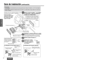 Page 6263CQ-RG153U
17E
S
P
A
Ñ
O
L
❐Para extraer el aparato
Desconecte la alimentación de la unidad.
Extraiga la placa del panel extraíble.qPresione [].  Se abrirá el panel
frontal extraíble.1
Extraiga la la placa de adornoicon un
destornillador.2
qInserte las placas de desmontaje ua lo
largo de las ranuras de ambos lados de la
unidad principal hasta oír un sonido seco
de confirmación.
wExtraiga la unidad mientras empuja las
placas adicionalmente hacia dentro.
3
Extraiga el aparato tirando del mismo con
ambas...