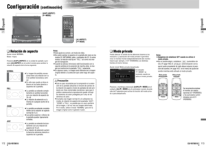 Page 8748
47172173
CQ-VD7001U
CQ-VD7001U
Configuración 
(continuación)
Espanõl
Espanõl
ENTER
TILT
O/C
ASP
MUTEMODE MENU
CQ-VD7001U
NAVI
OPEN / CLOSE
EJECT NAVIGATION ASPECT
POWER
VOLP·MODE
DISCOPEN / CLOSE
CQ-VD7001U
TILT
TEXTTUNE /
TRACK
❑
Relación de aspecto
Ajuste inicial: NORMAL
Mode: 4 tiposPresione [ASP](ASPECT)en la unidad de pantalla o pre-
sione [A](ASPECT)en el control remoto para cambiar la
relación de aspecto de la forma siguiente.
¡La imagen de pantalla conven-
cional tiene una relación de 4 a
3 en...