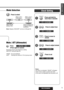 Page 913CQ-VX2200U
1
E
N
G
L
I
S
H
4
Decreasing volume range depends on setting.
(MUTE/ATT setting apage 30)
¡MUTE : No sound (Default)
¡ATT: Decrease the volume to 1/10 of previous level.
TUNERCDTAPE
AUXILIARYCHANGER
Mode Selection
Note:Skipping “AUXILIARY” can be set. (apage 30)
Mute / ATT (Attenuator)
: Press to select
Clock Setting 
: Press to move to
minute : Press and hold for
more than 2 seconds 
: Press to adjust hour
: Press to adjust minute
     12:00
      8:00
      8:00
      8:15
      8:15
DISP...