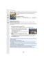 Page 1223. Recording Modes
122
This effect blurs peripheral areas to give the impression of a 
diorama.
∫ Setting the type of defocus
With [Miniature Effect] you can make the subject stand out by i ntentionally creating 
defocused and in-focus portions.
You can set the recording orientation (defocus orientation) and  the position and size of the 
in-focus portion.
1Press [Fn4] to display the setting screen.
•
Setting screen can also be displayed by touching in order of [ ] then [ ].
2Press  3/4  or  2/1 to move...