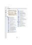 Page 321321
12. Others
In playback
1
Playback Mode  (P240)
Protected picture (P257)
Number of prints  (P255)
Location Information display (P241)
ÜFavorites (P255)
åCable disconnect prohibit icon 
(P310)
Motion picture playback  (P183)
Play panorama (P75)
Continuous Burst Picture Group 
Playback (P188)
Save pictures from the 4K burst file 
(P121)
Save a picture from pictures 
recorded using [Post Focus] (P129)
Continuous [Time Lapse Shot] 
Picture Group Playback  (P188)
Continuous playback of the Stop 
Motion...