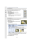 Page 9797
4. Focus, Brightness (Exposure) and Color tone Settings
You can set the focus position by selecting the group of AF areas.
The 49 AF areas are divided into  groups, each consisting of 
9 areas (on the edge of the screen, 6 or 4 areas).
1Press  2 ().2Select [ ] and press  4.3Press  3/4 /2 /1  to select an AF area group.
4Press [MENU/SET] to set.• Only [ i] display (center point of selected group) will remain on 
the screen.
• Setting of the AF area frame is cleared when [MENU/SET] is  pressed or [ ] is...