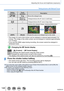 Page 148148
Adjusting the focus and brightness (exposure)
Taking pictures with Manual Focus
Button 
operation Touch 
operation Description
   Drag
Moves the enlarged area.
— Pinch in / 
Pinch out Enlarges/reduces the AF area in small steps.
—
Enlarges/reduces the AF area in large steps.
—
Switches the enlarged display. (windowed/full screen)
[DISP.] [Reset] Resets the area to be enlarged back to the center.
 • The image of a part of the screen can be enlarged or reduced approximate\
ly 3 to 
6 times.  The image...