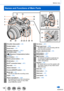 Page 1818
Before Use
Names and Functions of Main Parts
1Shoulder strap eyelet (→22)
2Shutter button (→38)
3Zoom lever (→37)
4Self-timer indicator (→180) /
AF Assist Lamp  (→144)
5[  ] (Exposure Compensation) button 
(→
154) /
[Fn1] button  (→61)
6Motion picture button  (→39)
7[Fn2] button (→61)
8Wi-Fi® connection lamp  (→257)
9Rear dial (→41)
10Status indicator (→34)
11Camera [ON/OFF] switch  (→34)
12Mode dial (→40)
Use this to select the recording mode.
13Flash (→206)
14Stereo microphone (→226) Be careful not...