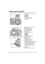 Page 10Preparation
10VQT0R81
Names of the Components
1Lens (P5)
2 Front dial (P44, 60, 61, 64, 66)
3 Self-timer Indicator (P53)AF Assist Lamp (P90)
4 Flash (P49)
5 Diopter Adjustment Dial (P29)
6 Viewfinder (P25, 127)
7 [DISPLAY] Button (P25)
8 [EVF/LCD] Button (P25)
9 [AE LOCK] Button (P40)
10 Speaker (P100)
11 Rear dial (P39, 59, 65, 66)
12 LCD Monitor (P25, 26, 127)
13 [MENU] Button (P21)
14 Delete Button (P62)
15 Cursor Buttons 2/Self-timer Button (P53)
4/[REV]  Button (P44)
1/Flash Setting Button (P49)...