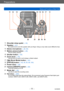 Page 11Preparations
Names and Functions of Main PartsVQT5B76
- 11 -
12 13
11
Shoulder strap eyelet (→16)
12
Speaker (→61)Be careful not to cover the speaker with your finger. Doing so may make sound difficult to hear.
13Stereo microphone (→28, 45)
14
Motion picture button (→45)Record motion pictures.
15Shutter button (→30)
16
Zoom lever (→75)Use the lever to zoom in and enlarge a distant subject.
17[  ] (Burst Mode) button (→83)
18
[FOCUS] button (→42, 45, 50, 99, 104)
19
Power lamp (→29)
20
Camera [ON/OFF]...