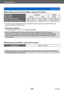 Page 20Preparations
Charging batteryVQT5B76
- 20 -
 ■Recording motion pictures (When using LCD monitor)
[Rec Format][AVCHD] [MP4]
[Rec Quality][FSH][SH][FHD]
Available recording time Approx. 160 min Approx. 180 min Approx. 160 min
Actual available recording time
*Approx. 80 min Approx. 90 min Approx. 80 min
*  The time you can actually record when r epeatedly turning the camera on and off, starting and 
stopping recording and using zoom.
 ●Recording conditions • T emperature 23   °C (73.4 °F), humidity 50%RH...