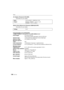 Page 158VQT1U32158
Others
Interchangeable Lens (H-FS014045)
“LUMIX G VARIO 14 – 45 mm/F3.5 – 5.6 ASPH./MEGA O.I.S.”AC Adaptor (Panasonic DE-A49B):
Information for your safety
Input: 110 V to 240 V 50/60 Hz, 0.3 A
Output: DIGITAL CAMERA 9.3 V 1.2 A
CHARGE 8.4 V 0.65 A
Battery Pack (lithium-ion) (Panasonic DMW-BLB13PP): Information for your safety
Voltage: 7.2 V
Focal length: f=14 mm to 45 mm
(35 mm film camera equivalent: 28 mm to 90 mm)
Aperture type: 7 leaf shutters/iris diaphragm/circular diaphragm
Aperture...