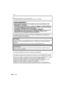 Page 136VQT1Q36136
OthersOthers
Précautions à prendre (pour le Canada)
 Assurez-vous d’utiliser un adaptateur secteur de marque Panasonic (DMW-AC5PP; en option).
 Assurez-vous d’utiliser une batterie de marque Panasonic (DMW-BCE10PP).
 Si vous utilisez d’autres batteries, nous ne pouvons pas garantir la qualité de ce produit.
 N’utilisez pas d’autres câbles de connexion USB à l’exception de celui fourni.
 N’utilisez pas d’autres câbles AV à l’exception de celui fourni.
 N’utilisez qu’un câble composante...