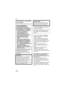 Page 124Others
124VQT1J59
Others
Précautions à prendre 
(pour le Canada)
 Assurez-vous d’utiliser un adaptateur 
secteur de marque Panasonic (DMW-
AC5PP; en option).
 Assurez-vous d’utiliser une batterie de 
marque Panasonic (DMW-BCE10PP).
 Si vous utilisez d’autres batteries, nous ne 
pouvons pas garantir la qualité de ce 
produit.
 N’utilisez pas d’autres câbles de 
connexion USB à l’exception de celui 
fourni.
 N’utilisez pas d’autres câbles AV à 
l’exception de celui fourni.
 Conservez la carte mémoire hors...