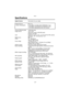 Page 117
Others
117
Specifications
Digital CameraInformation for your safety
Camera Effective pixels 4,000,000 pixels
Image sensor 1/2.5 q CCD 
Total pixel number 4,230,000 pixels
Primary color filter
Lens Optical 3 k zoom, f l5.8 – 17.4 mm (35 mm film camera 
equivalent: 35 – 105 mm)/F2.8 – 4.9
Digital zoom Max. 3 k
Focus TTL Auto/Macro Spot AF (Spot mode)
Focus range 1.64 feet (50 cm) – ¶,
Macro/Simple mode:  0.33 feet (10 cm) (Wide)/
0.98 feet (30 cm) (Tele) – ¶ 
Shutter system Electronic shutter iMechanical...