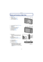 Page 7- 7 -
Before Use
Names and Functions of Main Parts
1Flash (P73)
2 Lens  (P5, 164)
3 Self-timer indicator  (P76)
AF Assist Lamp  (P91)
4Wi-Fi
R Transmitter (P125)
5 Touch panel/LCD monitor  (P8, 49,  161)
6 Speaker  (P41)
7 Microphone
8 Camera ON/OFF switch (P17)
9 Motion picture button  (P27)
10 Shutter button  (P21, 24)
11 Zoom lever  (P53)
12 [Wi-Fi] button  (P141)
13 Strap eyelet •
Be sure to attach the strap when using 
the camera to ensure that you will not 
drop it.
14 Lens barrel
15 [HDMI] socket...