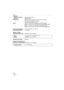 Page 116Others
116VQT0Y69
Terminal
[DIGITAL/AV OUT]:Dedicated jack (8 pin)
[DC IN]:Dedicated jack
Dimensions:Approx. 94.1 mm (W)k51.1 mm (H)k24.2 mm (D) 
[3 11/16q (W)k2 (H)k15/16q (D)]
(excluding the projecting part)
Mass:Approx. 132g/4.66 oz (excluding card and battery),
Approx. 160g/5.64 oz (with card and battery) (DMC-FX07)
Approx. 125g/4.41 oz (excluding card and battery),
Approx. 153g/5.40 oz (with card and battery) (DMC-FX3)
Operating temperature:0oC to 40oC (32oF to 104oF)
Operating humidity:10% to 80%...