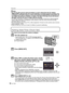 Page 16VQT1S8816
Preparation
Note
•Do not turn this unit off, remove its battery or card or disconnect the AC adaptor 
(DMW-AC5PP; optional) when the access indication is lit [when pictures are being read 
or deleted or the built-in memory or the card is being formatted (P24)]. Furthermore, do 
not subject the camera to vibration or impact. The card or the data on the card may be 
damaged, and this unit may no longer operate normally.
•The data on the built-in memory or the card may be damaged or lost due to...