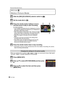Page 56VQT1S8856
Advanced (Recording pictures)
[REC] mode: n
Advanced (Recording pictures)Motion Picture Mode
•When you set the picture quality to [ ], [ ] or [ ], we recommend using a high-speed 
card with “10MB/s” or greater displayed on the package.
Press 3/4 to select [PICTURE MODE] and then press 
1.
Press 3/4 to select the item and then press 
[MENU/SET]. Slide the [REC]/[PLAYBACK]  selector switch to [!].
Set the mode dial to  [ n].
Press the shutter button halfway to focus 
and then press it fully to...