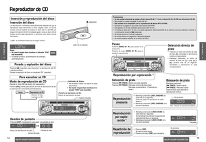 Page 28POWERREP
D•M
CLOCK
CQ-DP133U
DISP
TRACKTUNE
LOUDMUTE7 8 9 10 11 12 SCAN1
2
346
APMBAND
SRC5
VOLUMEPUSHSEL
REP
TUNE
TRACK
LOUD1234
B
AND
6 5789101112
POWERREP
D•M
CLOCK
CQ-DP133U
DISP
TRACKTUNE
LOUDMUTE7 8 9 10 11 12 SCAN1
2
346
APMBAND
SRC5
VOLUMEPUSHSEL
D
ISPSRCTRACKDISC
5455
E
S
P
A
Ñ
O
L
5E
S
P
A
Ñ
O
L
6
CQ-DP133U/DP103U/DPX153UCQ-DP133U/DP103U/DPX153U
Reproductor de CD
Cambio de pantalla
Presione [DISP](visualización) para pasar a la pantalla de reloj.
RadioReproductor de CD
(Cuando se haya...