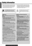 Page 22
1
E
N
G
L
I
S
H
CQ-C3433U/C3403U/C3333U/C3303U
*Available Discs (aPage 14)
Safety Information
Warning
Observe the following warnings when using
this unit.
❑The driver should neither watch the display nor
operate the system while driving.
Watching the display or operating the system will distract
the driver from looking ahead of the vehicle and can cause
accidents. Always stop the vehicle in a safe location and use
the parking brake before watching the display or operating
the system.
❑Use the proper...